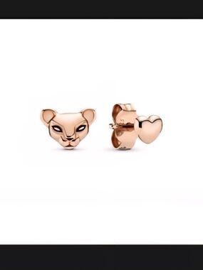 Pandora Rose Gold Lioness & Heart Stud Earrings